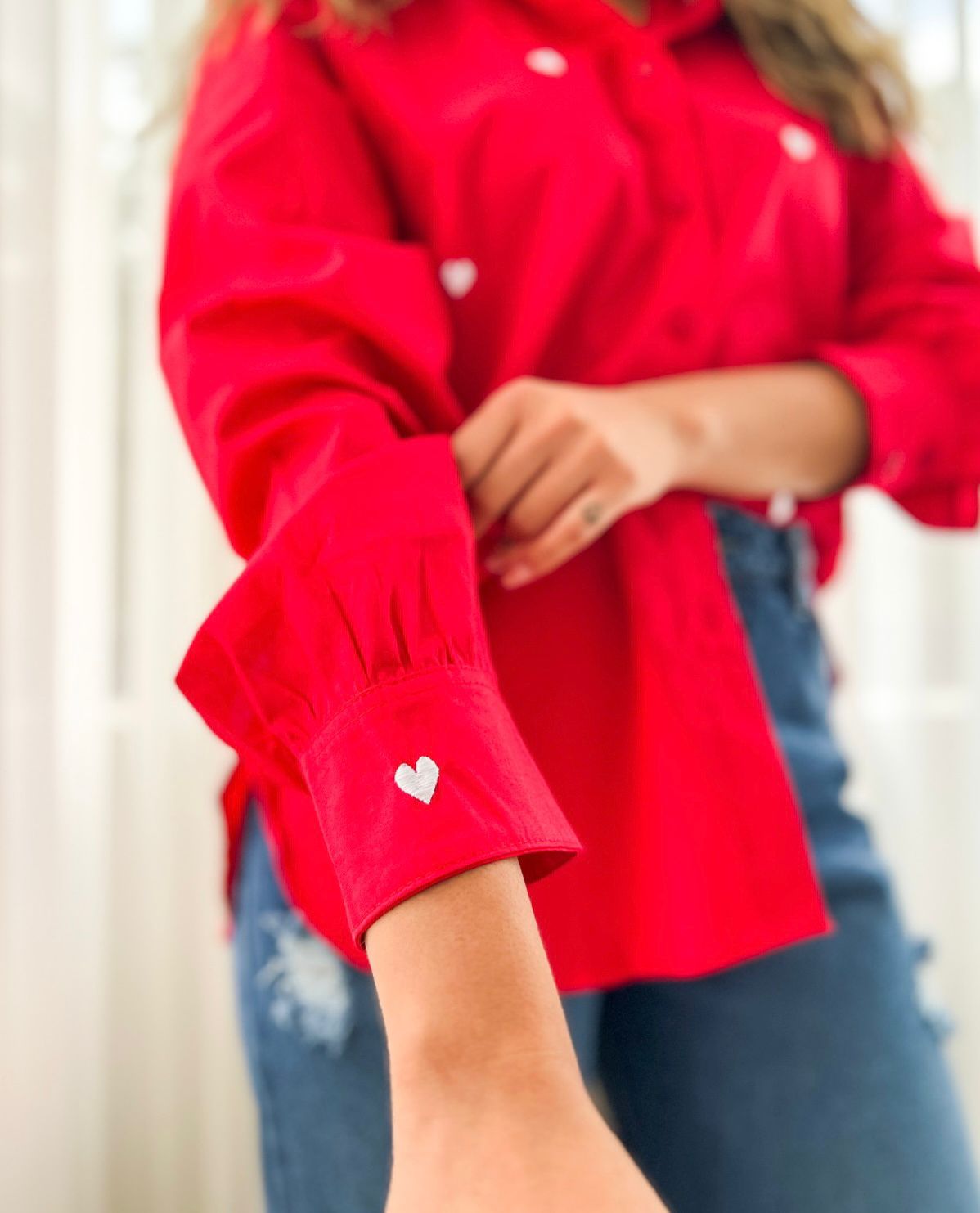 Blusa Juana corazones rojo