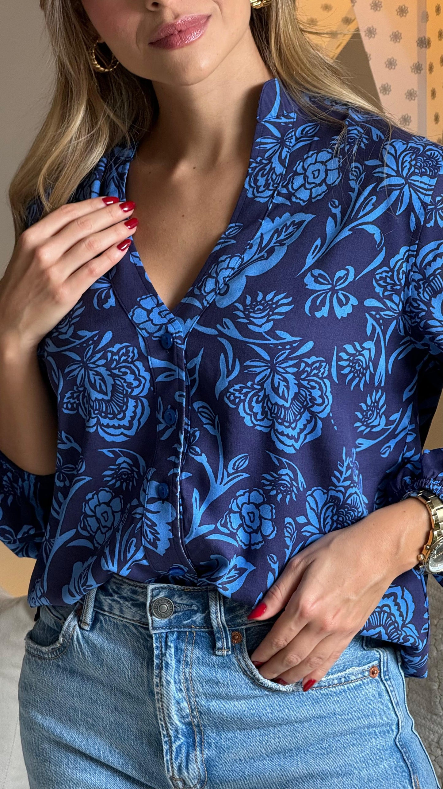 Blusa Mía azul flores